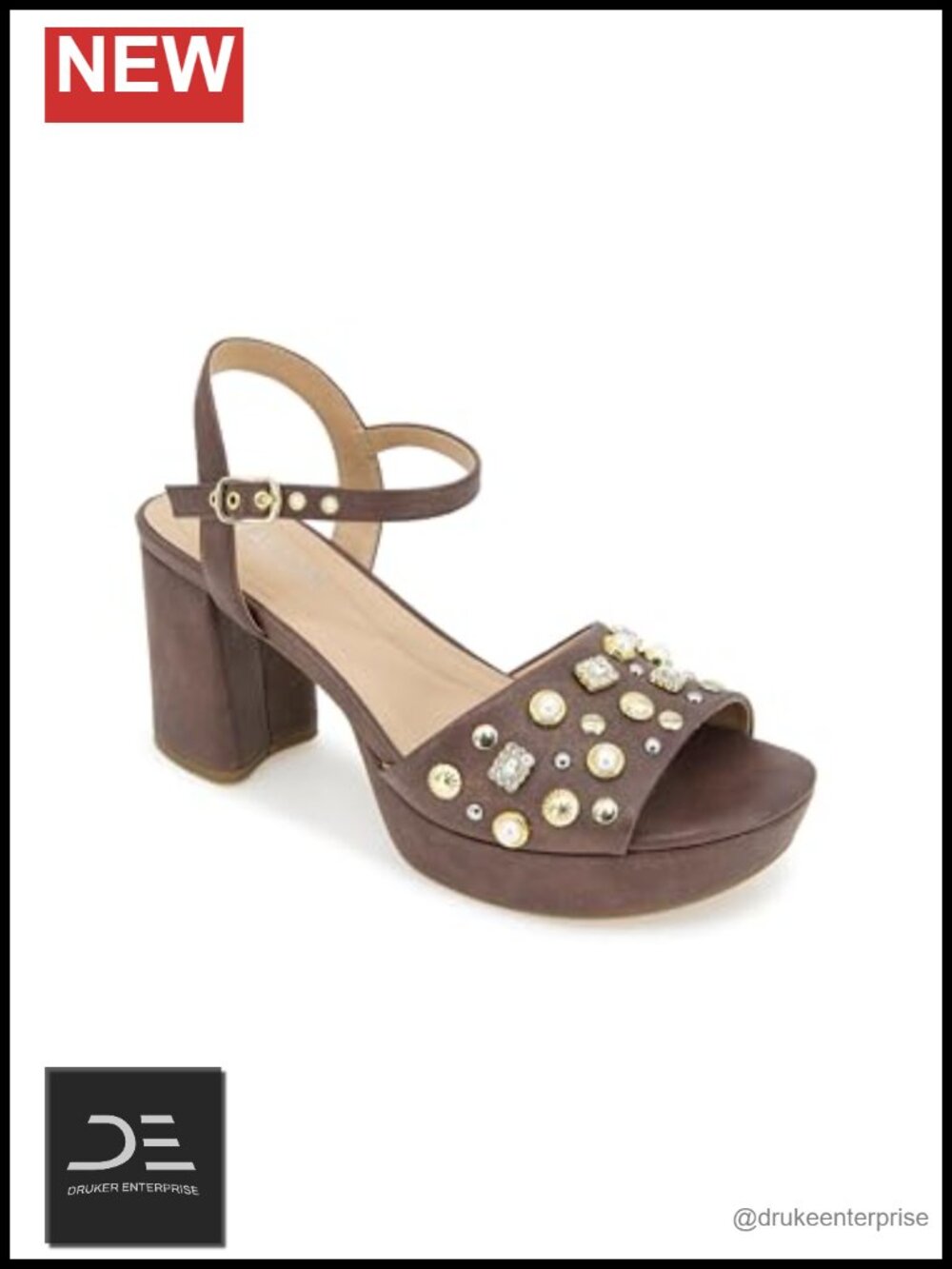 Kenneth Cole Heeled Sandals Block Heel Ankle Strap Platform Open Toe Synthetic